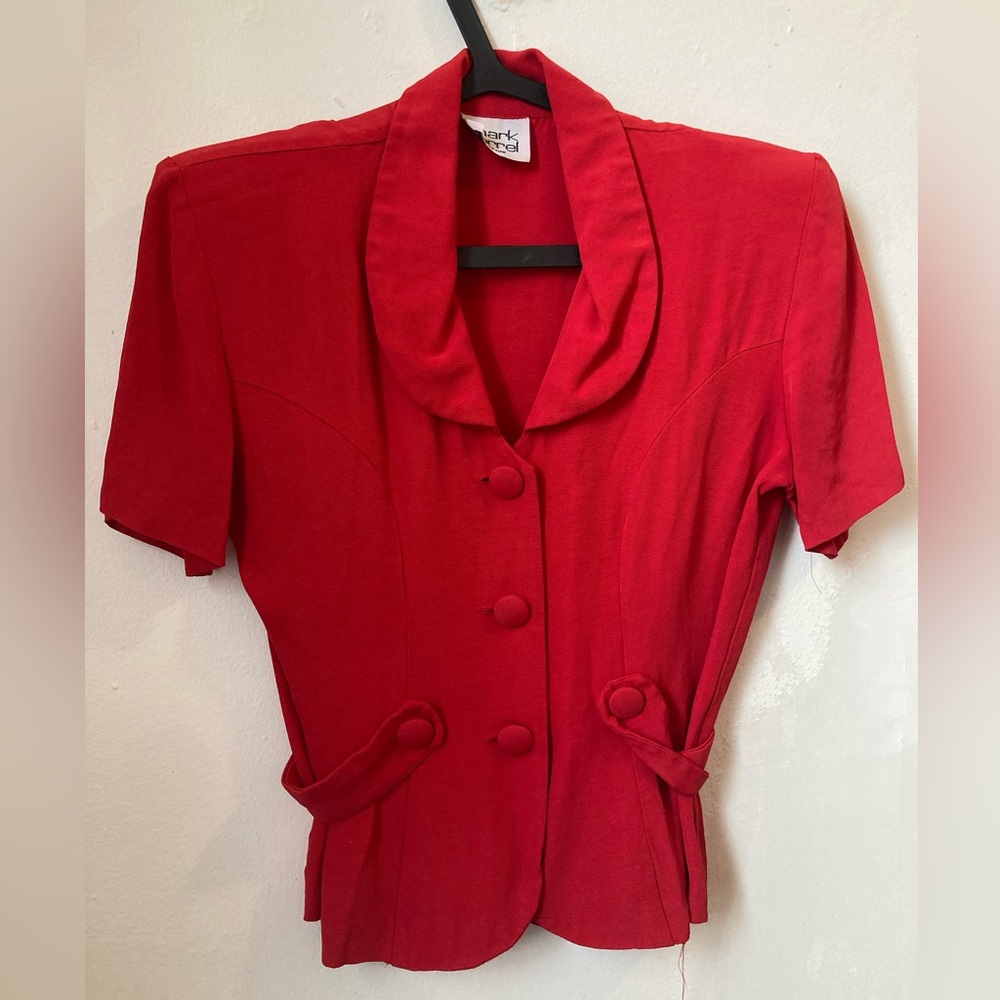 Mark Farrel New York red 80s style blazer with shoulder pads